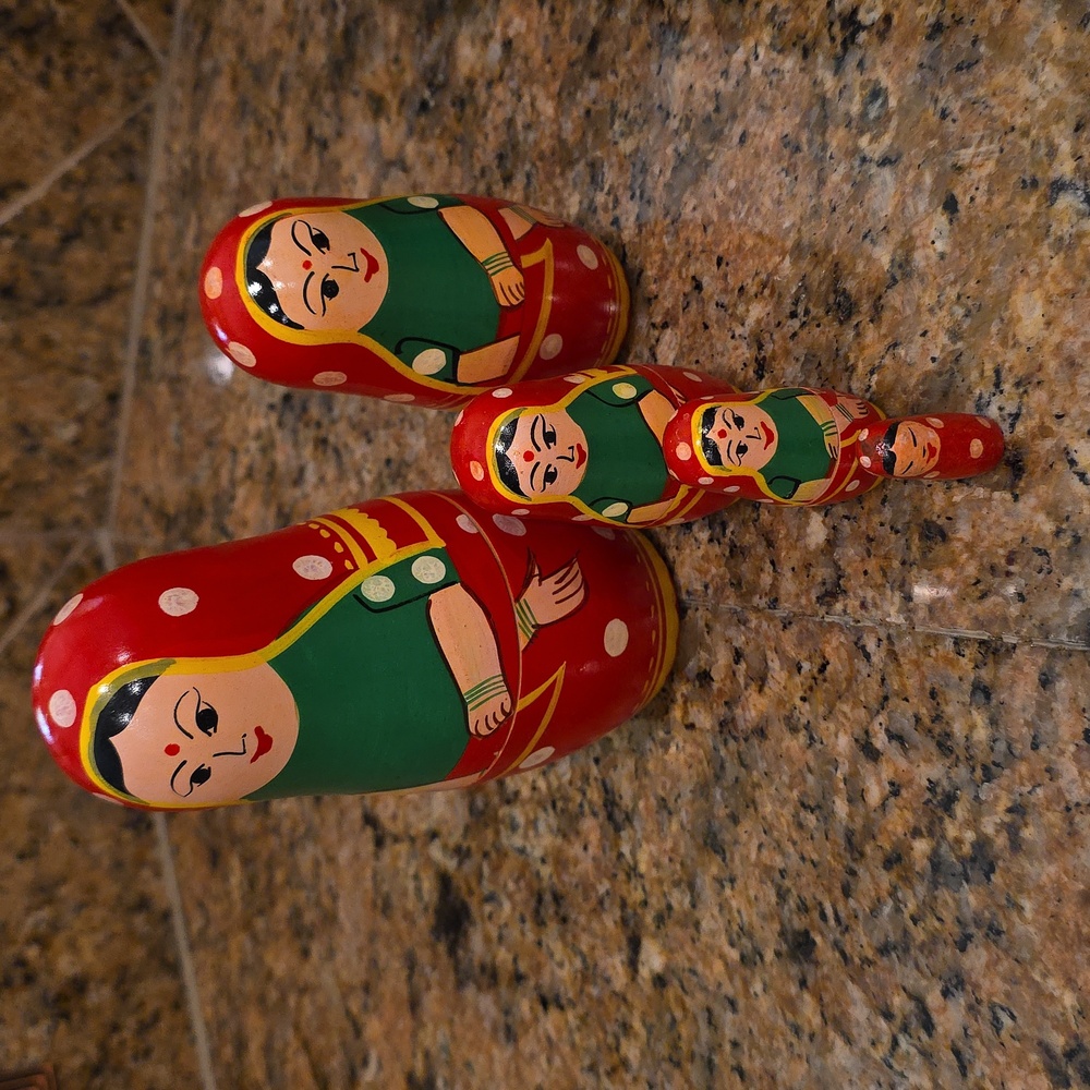 3 Russian Wooden Nesting Dolls - Picture 3 of 11